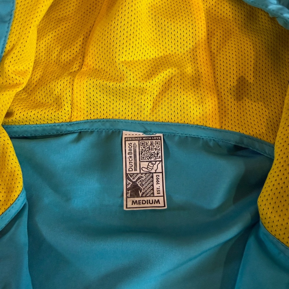 Dutch Bros Coffee Windbreaker Anorak Jacket Teal Blue Colorblock Mens‎ Medium - Picture 7 of 7
